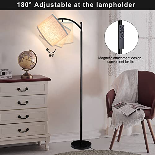 Floor Lamp for Living Room, 4 Color Temperature LED Floor Lamp with Remote Control & Foot Switch, LED Bulb Included, Modern Standing Lamp for Bedroom, Study Room, Office - Black