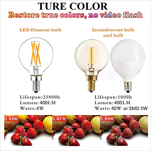 Litehistory G16.5-4C27K-E12-6PACK Dimmable G16.5 Led Bulb E12 G16 1/2 Led Candelabra Bulb 40W Led Edison Bulb 2700K 400Lm Ac120V 4W G50 Led Globe Bulb thumb #5