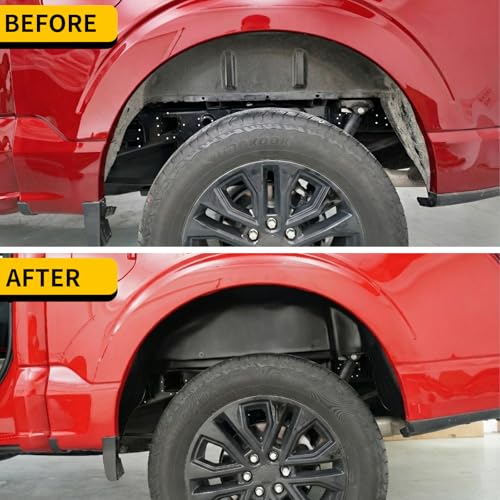 Image of Rear Wheel Well Liners Compatible with 2021-2025 Ford F150 (Not for Raptor) Rear Wheel Arch Liners PE No Drilling Well Guards Tire Inner Fenders for 2024 F-150 Accessories (2PCS)