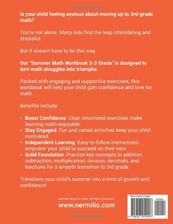 Summer Math Workbook 2-3 Grade: Addition, Subtraction, Multiplication, Long Division, Decimals, and Fractions Exercises for a Seamless Move from 2nd to 3rd Grade - Image 2