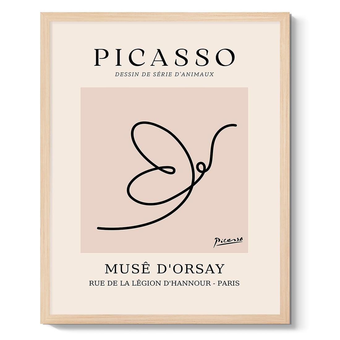 Pablo Picasso Wall Art Picasso One Line Drawing Poster Abstract Butterfly Canvas Prints Minimalist Wall Decor Framed Animals Picture for Kids Room