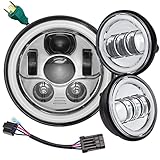 Eagle Lights 8700CG3HPKP-897 7" LED Headlight Spot/Passing Light Kit with White Halo Rings for Harle