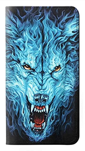 Étui pour iPhone 15 Blue Fire Grim Wolf idéal en voyage