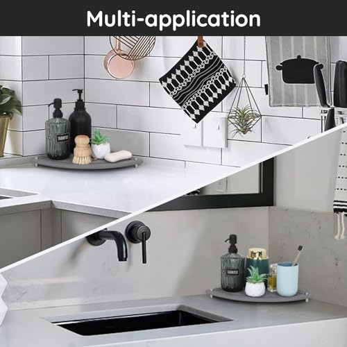 Image of Segbeauty Water Absorbing Stone Drying Tray, 9.85in Quick Dry Diatomaceous Earth Corner Countertop Organizer, Corner Sink Shelf Tray for Bathroom Counter, Fast Drying Stone for Kitchen Counter