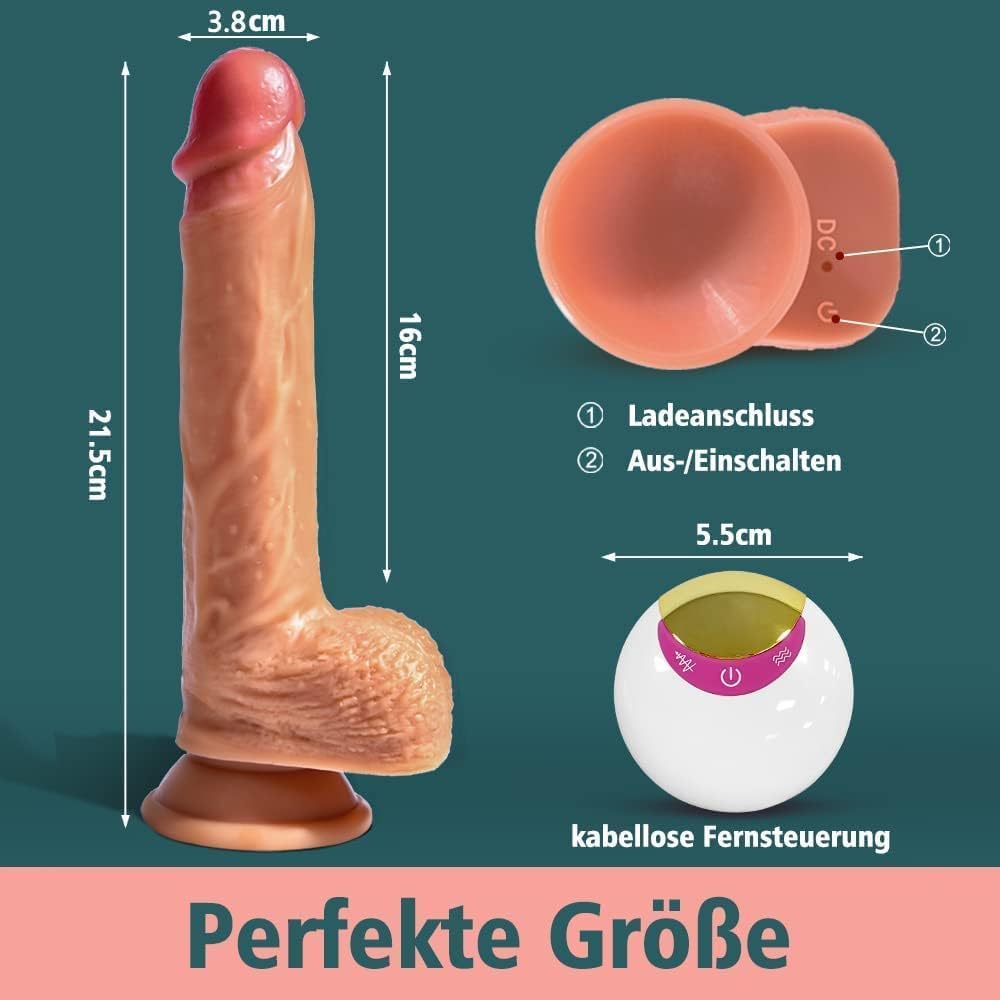 Consoladores para Mujer con Vibración con Control Remoto y 8 Vibraciones Consolador Vibrador Realístico para Pareja, 22cm XXL Dildo Anale Vibradorador Mujer Juguetes Eróticos con Ventosa
