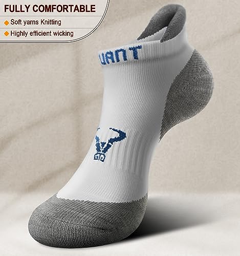 Image of BULLIANT Men Running Ankle Socks 6Pack-Cushioned Support-Low Cut No Show | Fully Terry Sole | Arch Support | Seamless Toe Closure | Moisture-Wicking Breathable Mesh | Reinforced Heel&Toe
