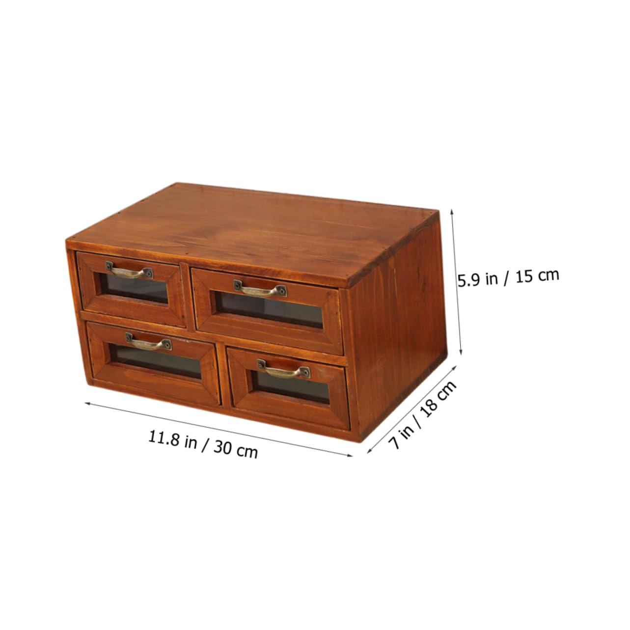 NUOBESTY Organizador de Madera con Cajones Dobles y 4 Compartimentos, Caja de Almacenamiento Versátil para Oficina y Escritorio, Diseño Cerrado Fácil de Usar