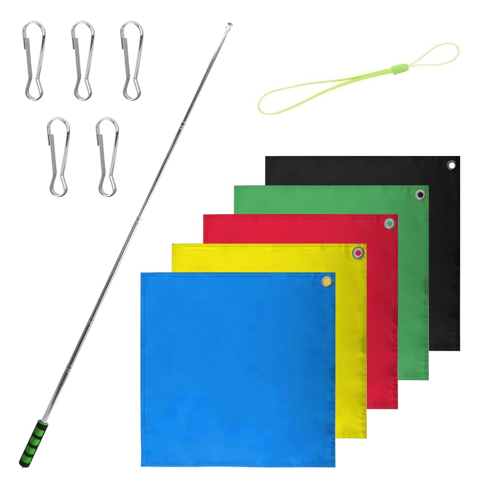 5 Pezzi Bandiere per addestramento Cavalli con Asta telescopica da 63 Pollici Bandiera Portatile con Clip per addestramento Cavalli Rodeo