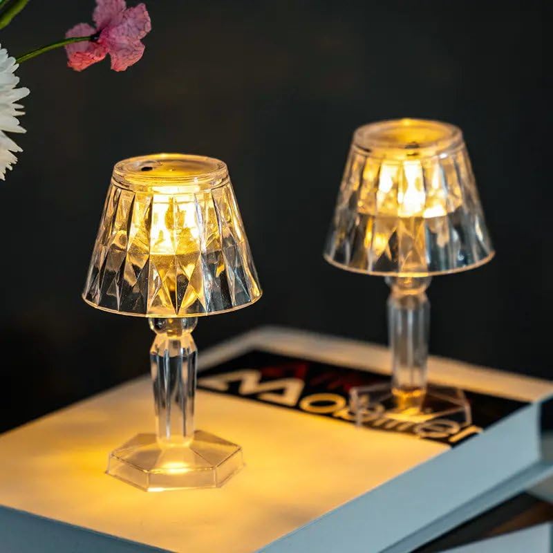 Led Crystal Diamond Table Lamp Mini Projection Lamp for Gifting, Birthday, Christmas, Home, Indoor, Outdoor Decoration Diwali Decor Decorative Transparent Candles Tea Light Lamp Shape(2pc)-picture-24