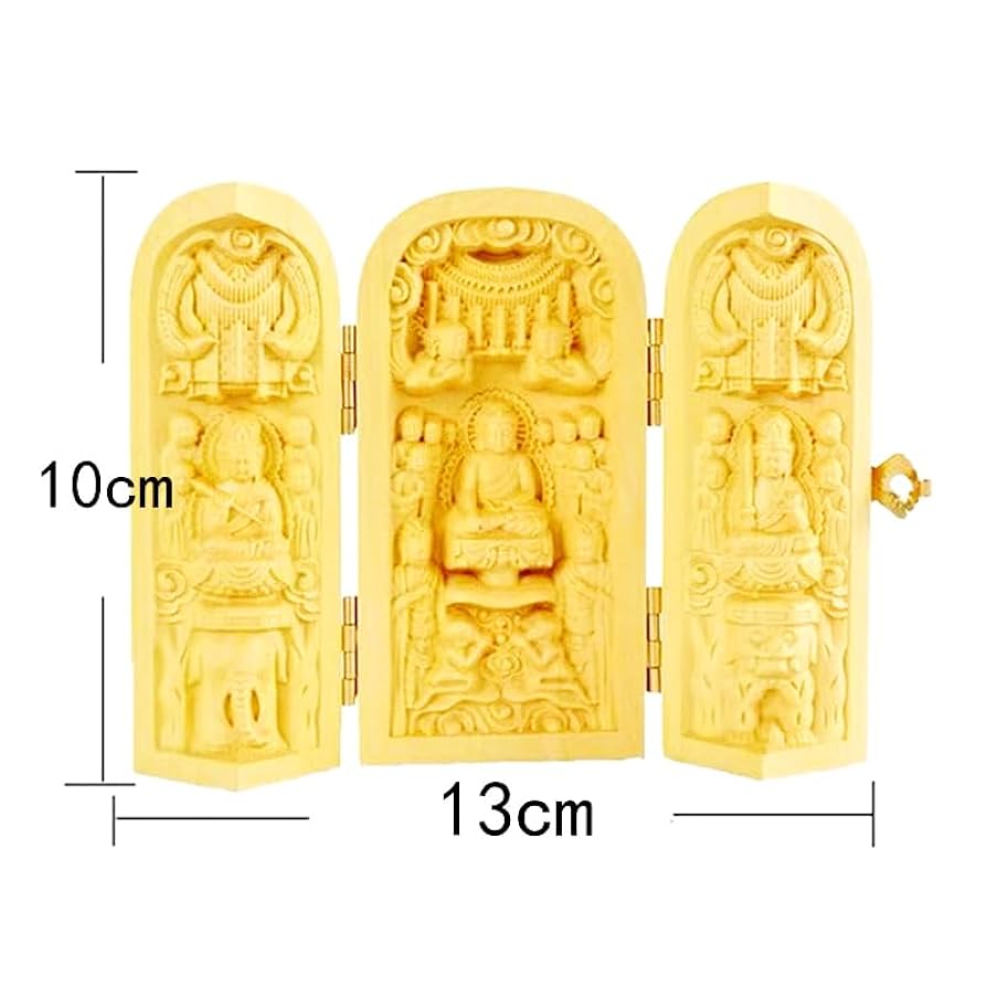 Amazon｜千手観音菩薩 天然木製約10cm 三開仏 (真言宗三尊：大日