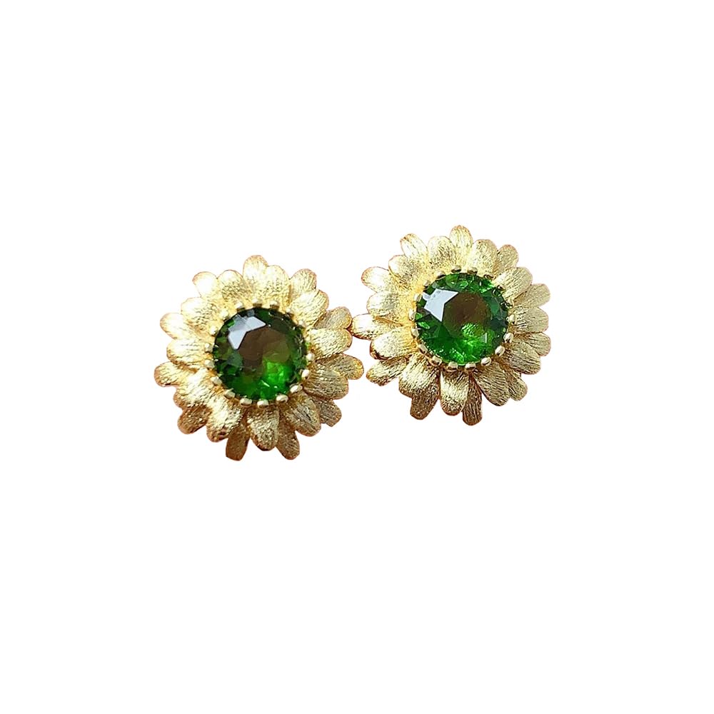 Boucles d'oreilles vert chrome diopside en argent sterling 925