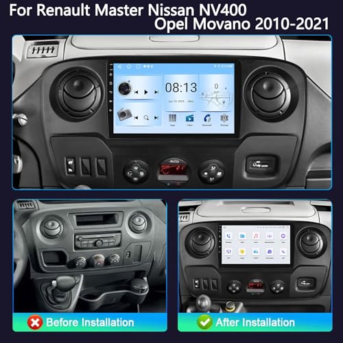 Autoradio Android 13 pour Renault Master 2010-2021 avec écran tactile 9 pouces et MirrorLink