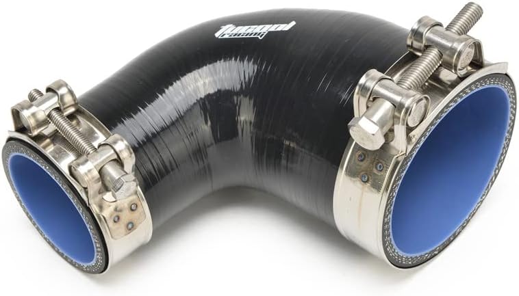 Universal 90 Degree Elbow Reducer Coupler Silicone Hose Connector with 304Ss T-Bolt Clamps (Black, 63mm(2.5") to 102mm(4") 4-PLY)