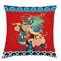 龍　クッション Amazon.co.jp: クッションカバー 中国風 龍と鳳凰 Chengxiang