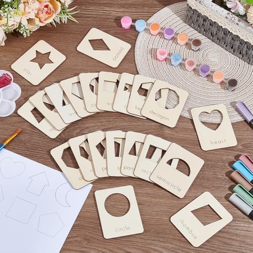 Plantillas de dibujo reutilizables BENECREAT con formas geométricas precisas de madera 5