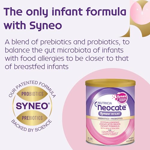 Image of Neocate Syneo Infant - Allergy Relief Hypoallergenic Baby Formula with Amino Acids - Well-Tolerated Dairy-Free Infant Formula with Prebiotic FOS /FOS blend, Probiotics, DHA, ARA - 0-12 months - 14.1 oz