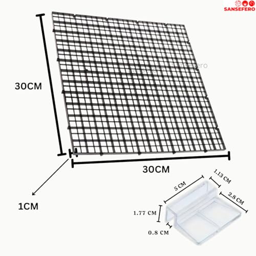 Image of Premier Plants Acrylic Aquarium Fish Tank Lid Cover Support Clip Clamp for Rimless Aquarium & Glass Top, Fish Tank Cover, Aquarium Hoods 6 Pieces (Black 2 Pcs Grid Divider & 6 Pieces 8 MM Holder)