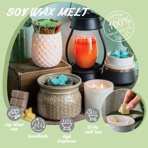 Salubrito Spring Scented Wax Melts, Strong Scented Soy Wax Cubes - Rain, Fresh Cut Grass, Ocean Breeze, Sweet Pea, Rose Geranium, Gardenias, Freesia, Bamboo, Variety Gift Set, 8x2.5oz - Image 6