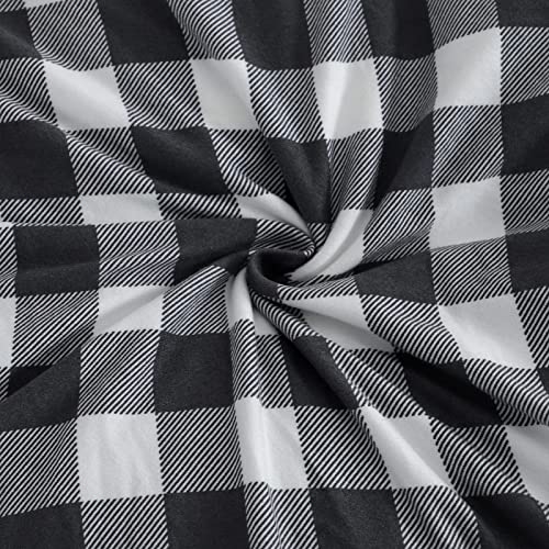 Image of SPRINGRICO Polyester Chair Covers For Dining Room (4 Pack, Buffalo B&W, Black, White)