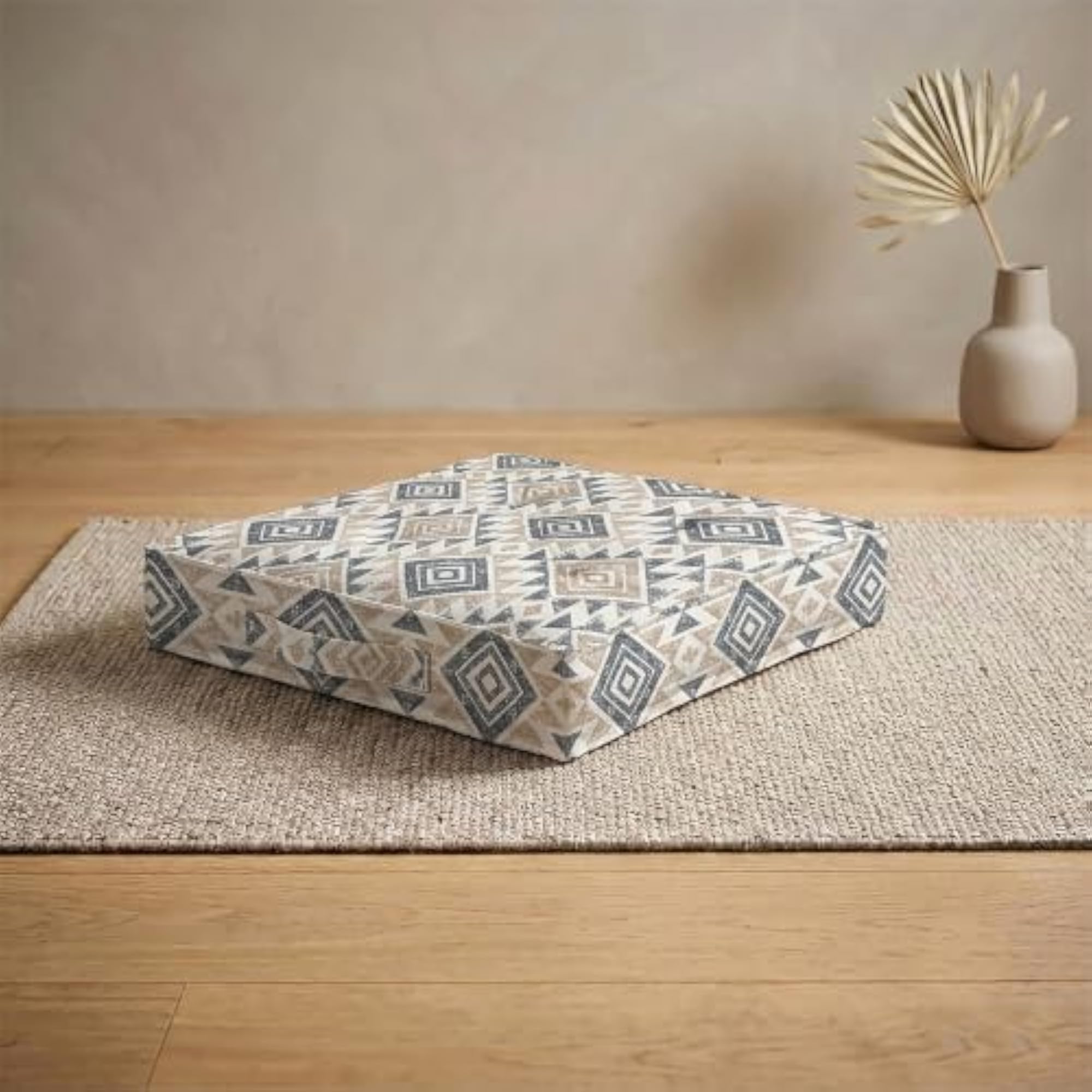 Cotton Floor Cushion, Beige, 40 X 40 cm