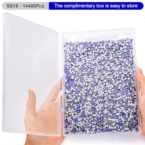 Image of Flatback Rhinestones Bulk, 14400PCS Sapphire Rhinestones for Clothes DIY Decoration Crafts, Sapphire, SS16, 3.8-4.0mm