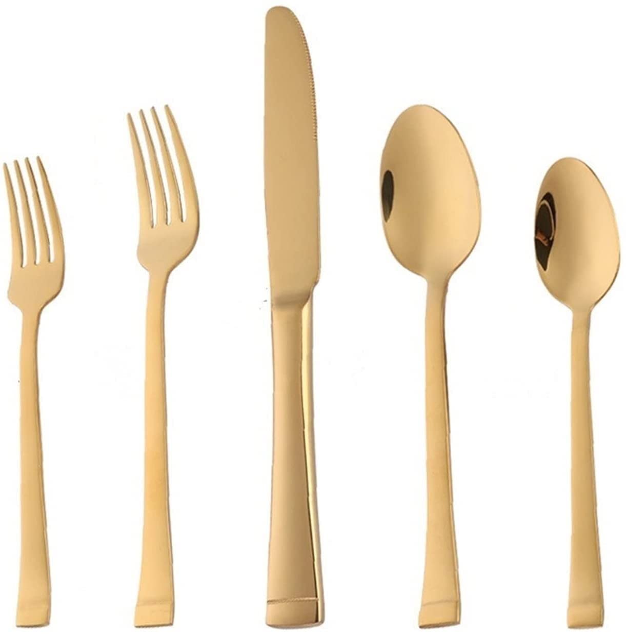 Besteck-Set 5/20/30-teiliges Luxus-Gold-Edelstahl-Besteck-Sets Messer-Gabel-Löffel-gemischte Besteck-Sets Party-Western-Food-Besteck-Set Küche-Geschirr-Geschirr-Sets (B Long Hnadle)