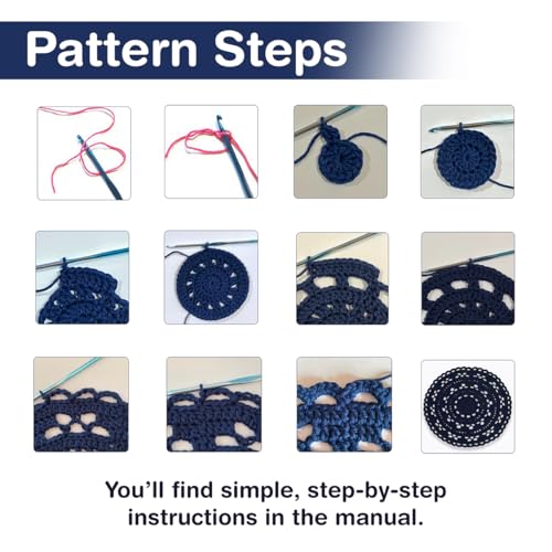 Image of picknMAKE DIY Crochet Placemat Kit for Beginners Adult - 13.75 Inch Round Black Placemat Craft Kit with Wool, 3MM Crochet Hook, Cutter & Step-by-Step Instructions - Perfect for DIY Home Decor