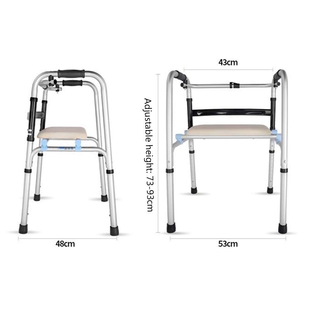 Andador, Andador Plegable Ligero con 2 Ruedas, Asiento y Bolso, Altura Ajustable It's so Kind of You, sin Ruedas