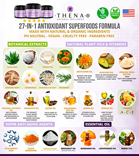 THENA Night Cream Anti Aging Wrinkle Face Cream Natural & Organic Skin Care With Vitamin A (Retinol) E & C Hyaluronic Acid Regenerating Collagen Night Face Moisturizer For Women & Men - Thumbnail 3
