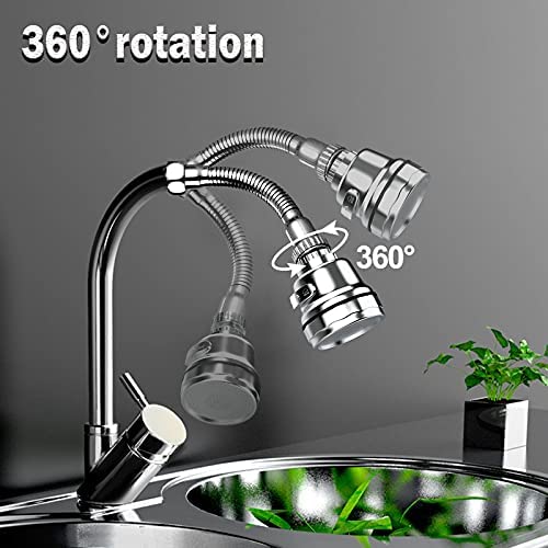 Rovtop 2 Pcs Kitchen Sink Aerators with Hose, 3 Modes Adjustment Faucet Sprayer Attachment, 360° Rotatable Anti-Splash Water Saving Tap Kitchen Faucet Head, Faucet Aerator Booster Shower Water Saving