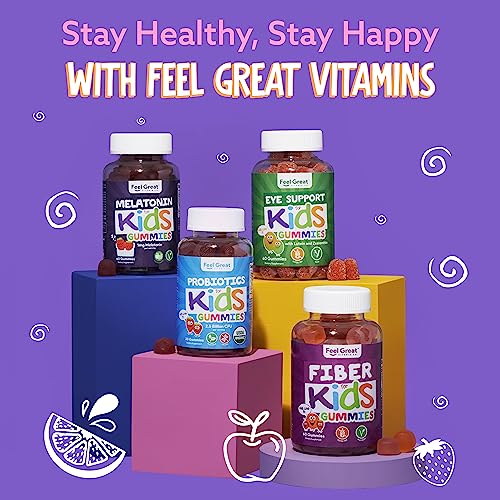 Feal Great Fiber Gummies For Kids Digestive Support | Constipation Relief For Kids | Fruity Flavored Chewable Kids Fiber Gummies | Vegetarian Supplements | 60 Day Supply #TOP7