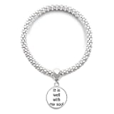 DIYthinker It is Well with My Soul Christian Quotes Sliver Bracelet Pendant Jewelry Chain Adjustable Bangle