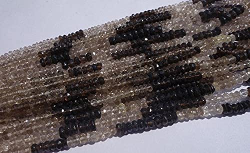 Perles rondelles facettées en quartz fumé véritable de 3-4mm