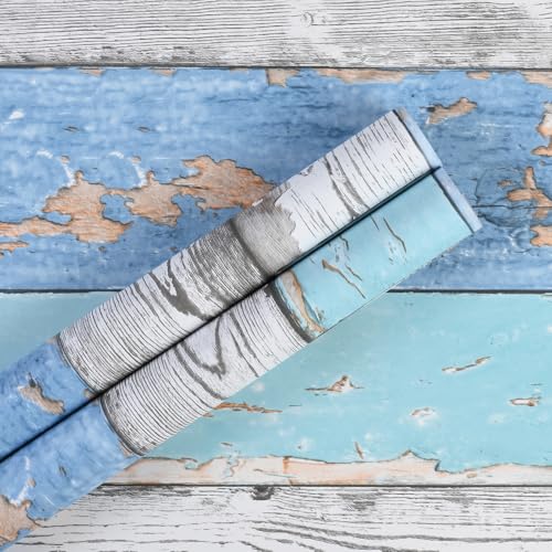 Papel tapiz de madera azul Caltero autoadhesivo para cubrir encimeras 3