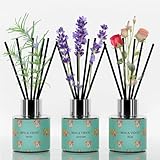 Binca Vidou Reed Diffuser Set of 3, Natural Scent Oil Diffusers with Sticks for Home Office Bathroom Aromatherapy Decor (Lavender, Rose, Vanilla, 50ml x 3)