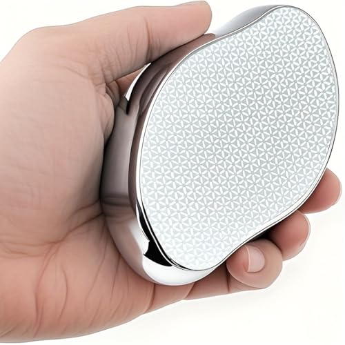 Removedor de pelos de cristal para homens ergonômico forma compacta metal abrasivo superfície portátil remoção de pelos para peito costas braços pernas, prata