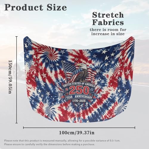 Image of Car Hood Cover Car Hood Protector Waterproof Universal Automotive Exterior Accessories US 250 Years Patriotic Decorations for Compact Vehicles Sedans Trucks SUVs Pickup (59x39 Inch)