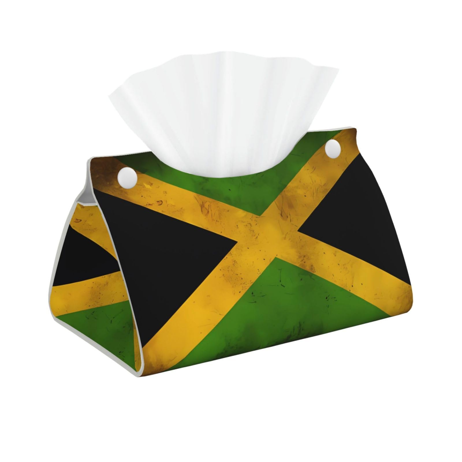 Old Jamaican Flag Rectangular Leather Tissue Box Cover, Folding Facial Tissue Holder Dispenser for Car