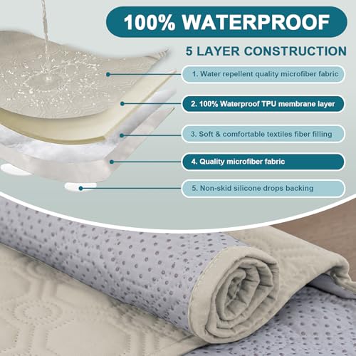 BellaHills Sofa Cover 3 seater 100% Waterproof Sofa Covers Non-Slip Sofa Slipcovers Couch Covers Washable with Elastic Strap Sofa Protectors from Pets Seat Width 68"(3 Seater, French Oak) - Image 6