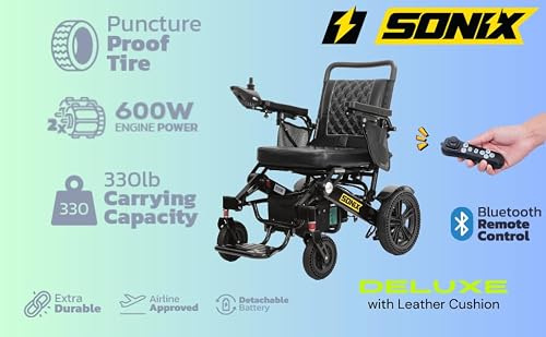 KL80 Klano - Longest Range of Freedom: Airline Approved Deluxe Electric Wheelchair with Powerful 500W Motors, Puncture-Free Wheels
