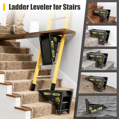Image of Stable Platform Ladder Leveler - Ladder Levelers for Extension Ladders with Storage for Uneven Surfaces (Classic Black)