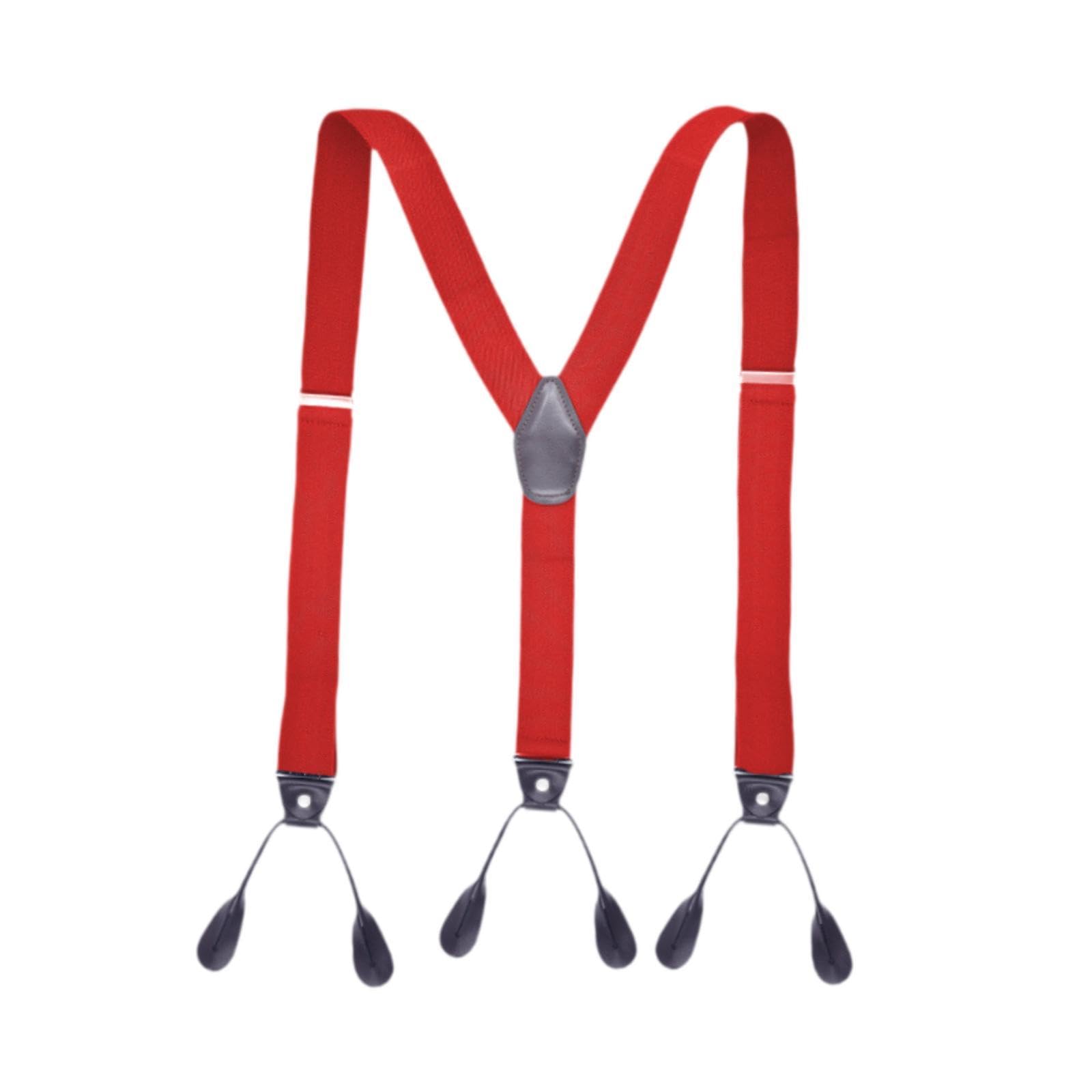 zoomella Men's Suspenders Adjustable 6 Clips Gift Elastic for Jeans Dance Formal Wear Red-picture-16