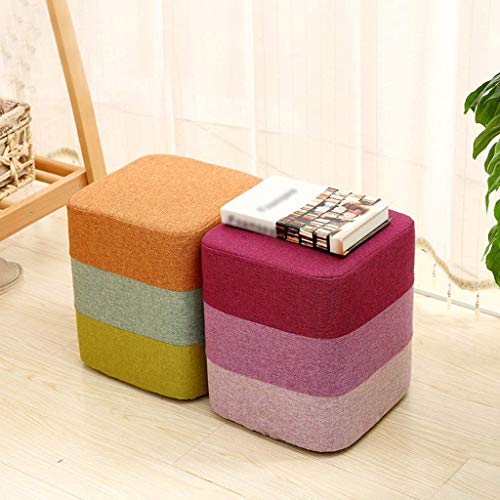 Tabouret de rangement pour petits espaces : petit pouf orange carré stable - 3