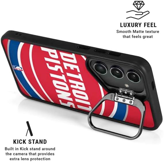 Skinit Kickstand Phone Case Compatible with Galaxy S25 Plus - Officially Licensed NBA Detroit Pistons Large Logo Design