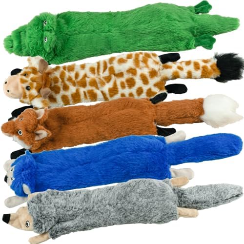 SHARLOVY Quietschendes Hundespielzeug, Keine Füllung, 5 Stück, Hundespielzeug für kleine Hunde, langlebiges Kauspielzeug, Plüsch, niedliche Tiere, Welpenspielzeug zum