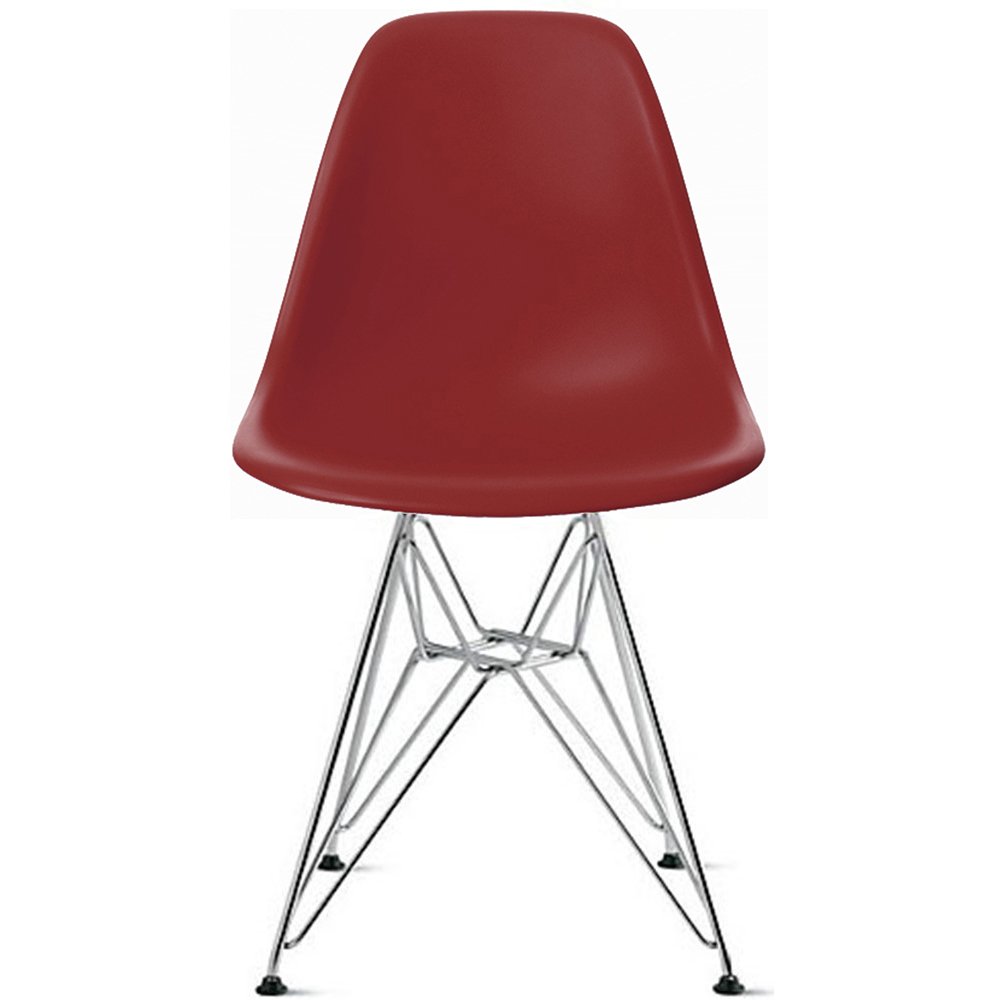 Photo 1 of 2xHome Eiffel Wire Legs and Armless Seat for Dining Room Red Plastic Side Chair with Chrome Plated