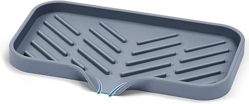 SUBEKYU Bandeja de jabón de cocina de silicona bandeja de fregadero para encimera de cocinabotellas de jabón soporte de esponja y organizador con