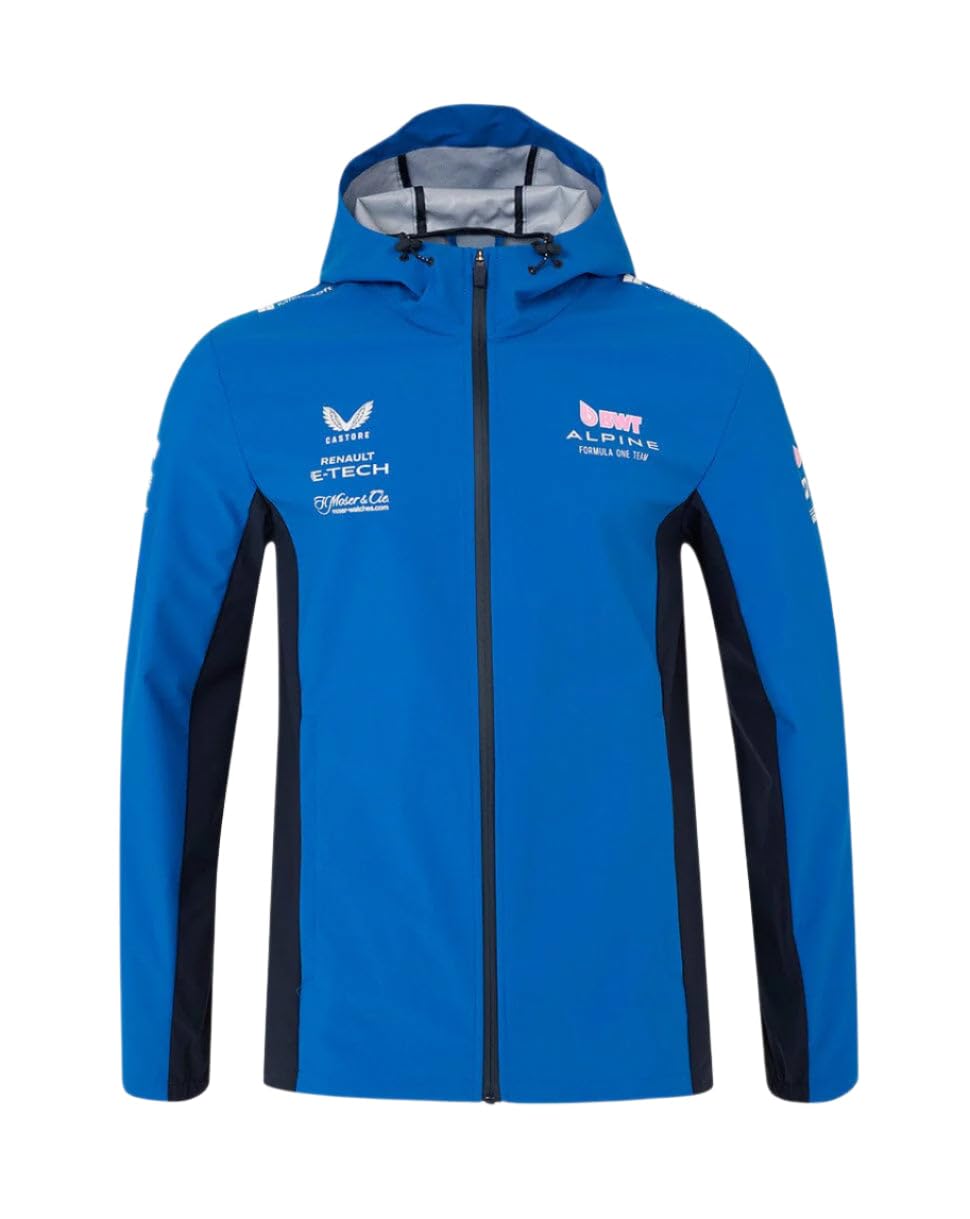 Castore Blue Alpine F1 Team Official Water Resistant Rain Jacket, 2025 Collection (Uk, Alpha, M, Regular, Regular, )