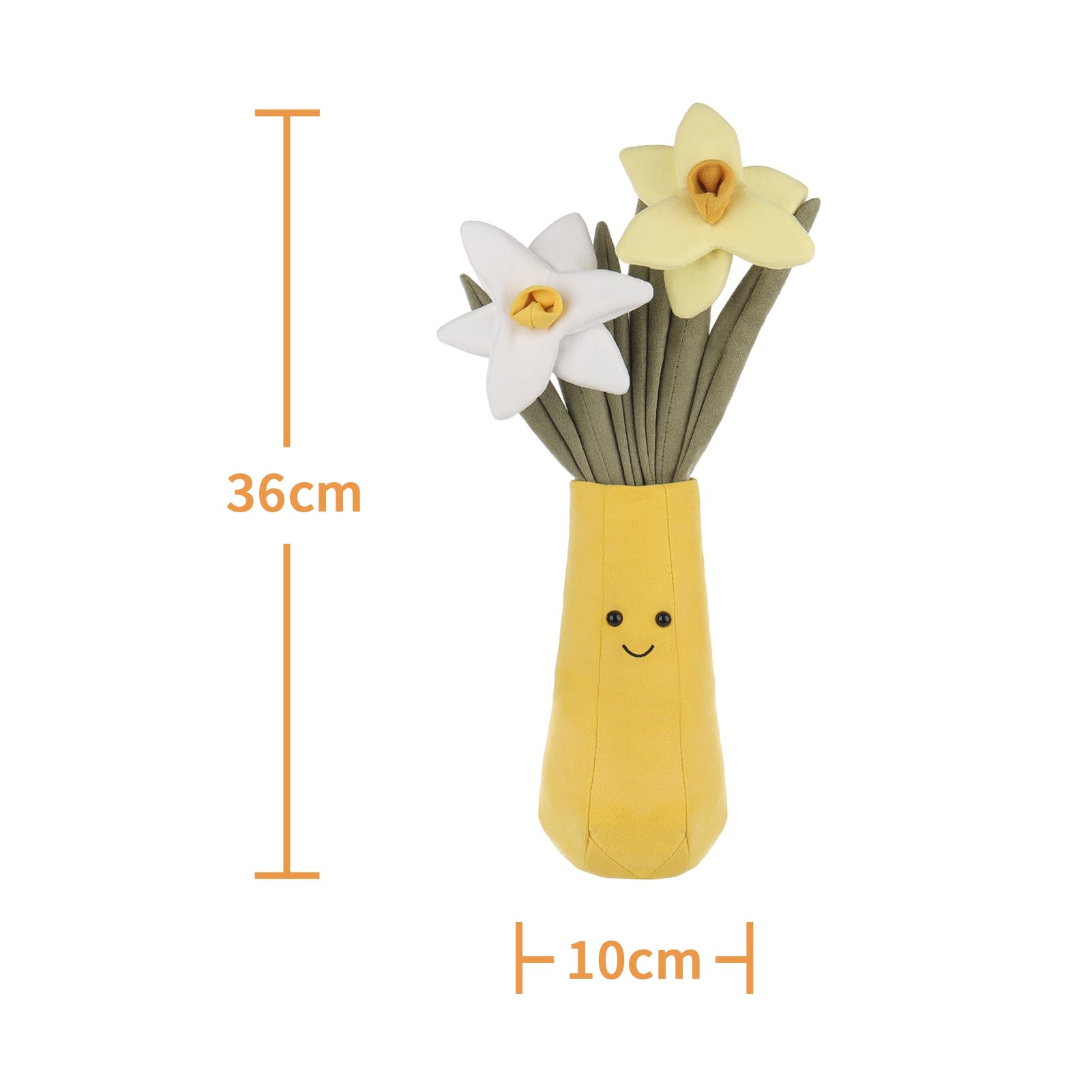 Apricot Lamb Blume Narzisse Vase Pflanze Blume Plüschtiere für Kinder, weiche niedliche Kuscheltier für Baby Mädchen und Jungen, Flauschige Blume Narcissus Vase Pflanze Gelb 36 cm