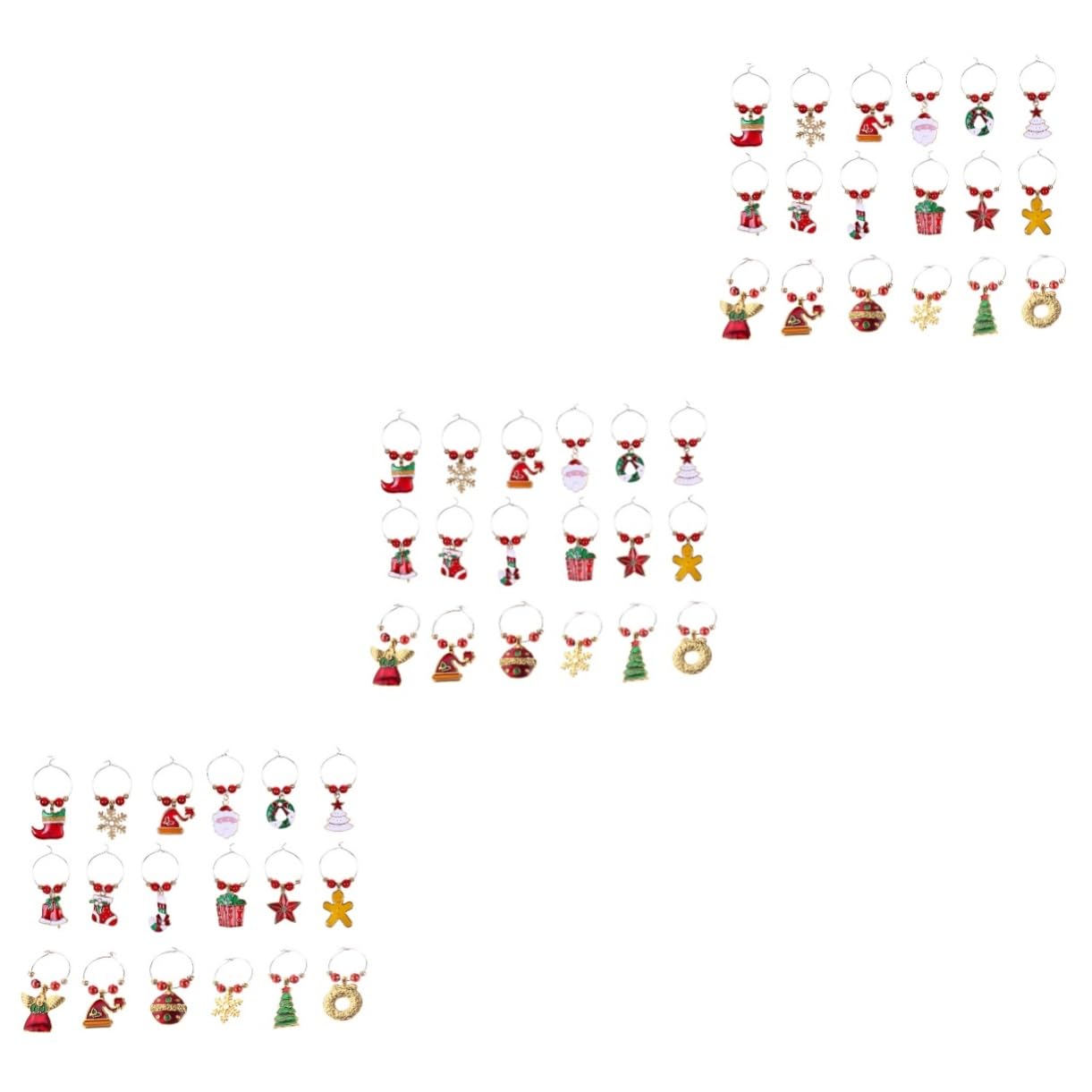 SHOWERORO 3 Juegos De Adornos De Metal Para Vino Navideño Marcadores De Copas Navideños Únicos Para Celebraciones 18 Piezas X 3